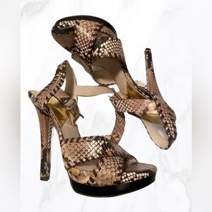 Michael Kors Jet Set leather animal print heels 9